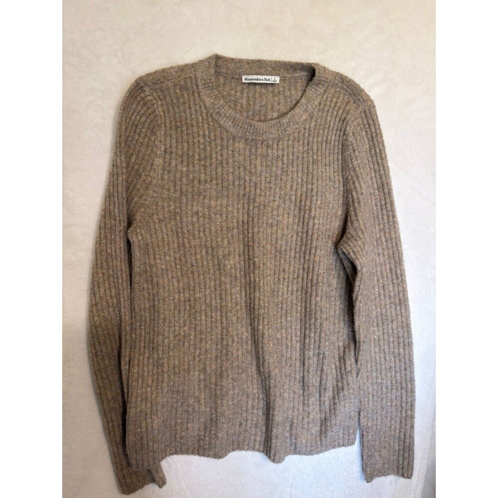 Abercrombie & Fitch Gray Ribbed Crewneck Sweater Soft Knit Large